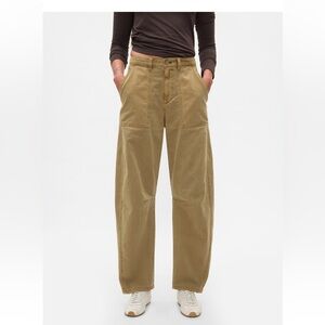 GAP Mid Rise Twill Barrel Pants TALL 4 khaki